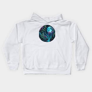 Moonlit Neon Jungle (625) Kids Hoodie